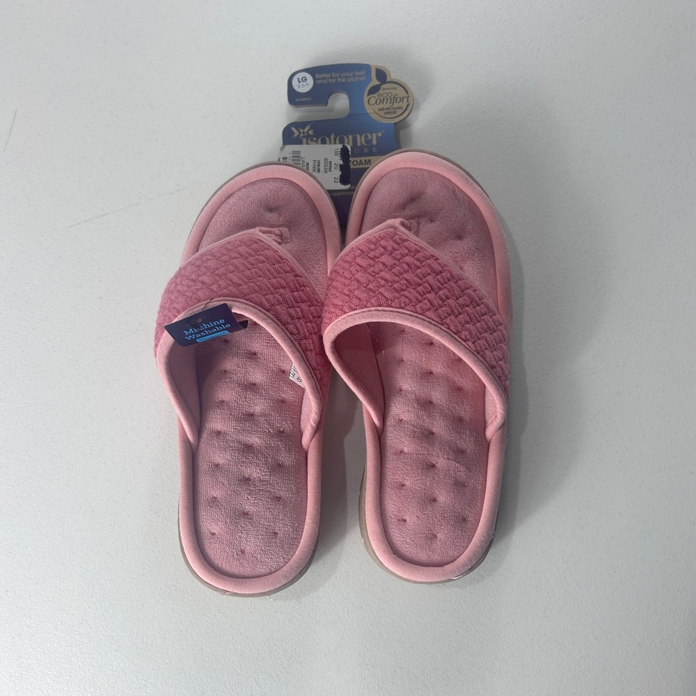 Isotoner‎ Signature Pink Thong Slippers Memory Foam Womens Large 8.5-9 8553K NEW